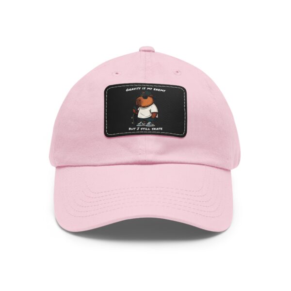 Dad Hat with Leather Patch (Rectangle) - Capybara design