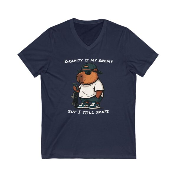 Unisex Short Sleeve V-Neck T-Shirt with Cute Capybara Design – Comfortable Casual Wear