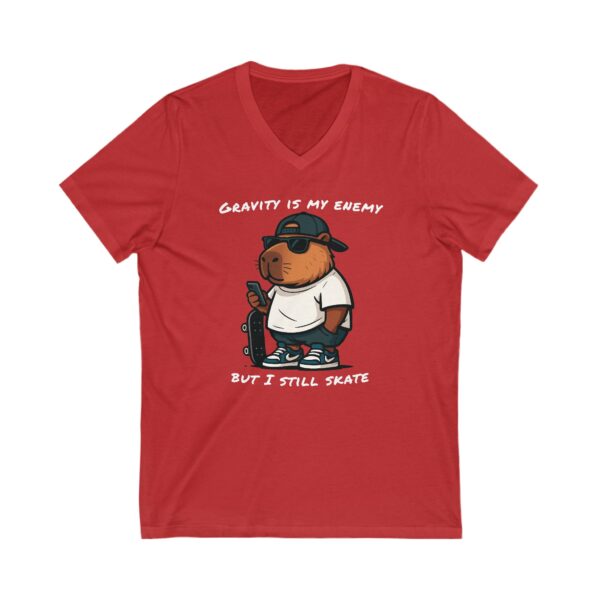 Unisex Short Sleeve V-Neck T-Shirt with Cute Capybara Design – Comfortable Casual Wear