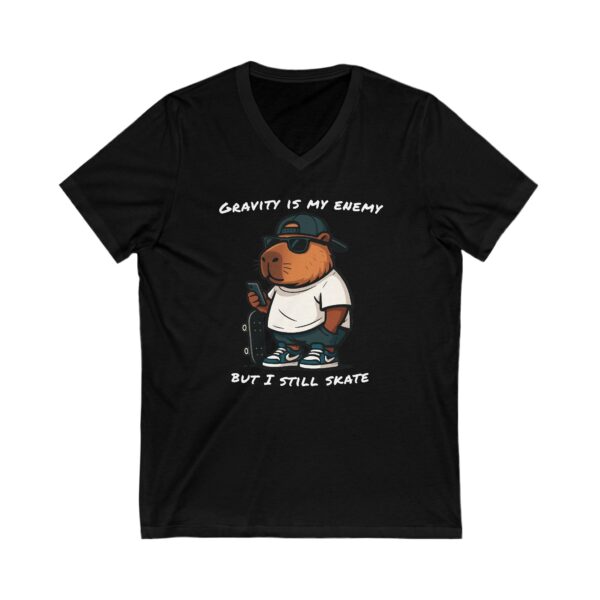 Unisex Short Sleeve V-Neck T-Shirt with Cute Capybara Design – Comfortable Casual Wear