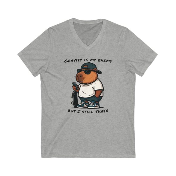 Unisex Short Sleeve V-Neck T-Shirt with Cute Capybara Design – Comfortable Casual Wear
