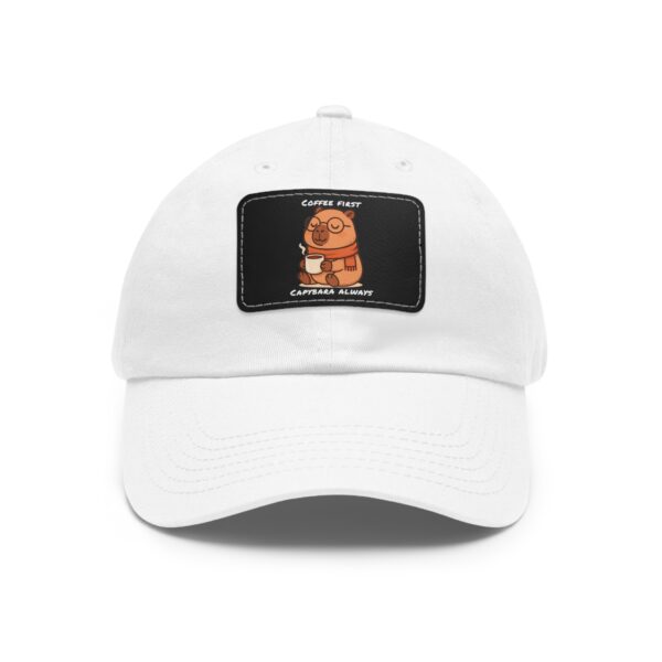 Dad Hat with Leather Patch (Rectangle) - Capybara design