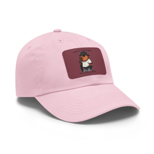 Dad Hat with Leather Patch (Rectangle) - Capybara design