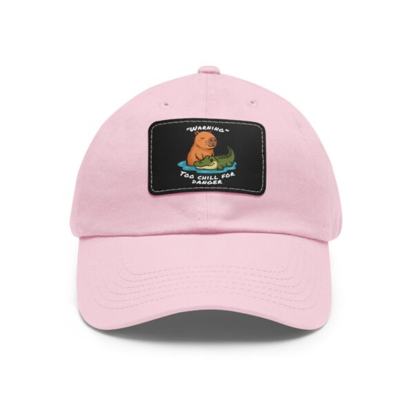 Dad Hat with Leather Patch (Rectangle) - Capybara design