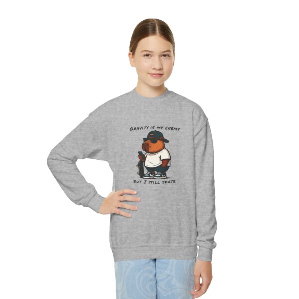 Youth Crewneck Sweatshirt with Adorable Capybara Design – Cozy and Fun for Everyday Wear