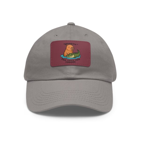 Dad Hat with Leather Patch (Rectangle) - Capybara design