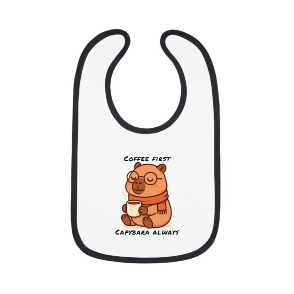 Baby Contrast Trim Jersey Bib with Adorable Capybara Design – Soft, Stylish, and Perfect for Messy Mealtime
